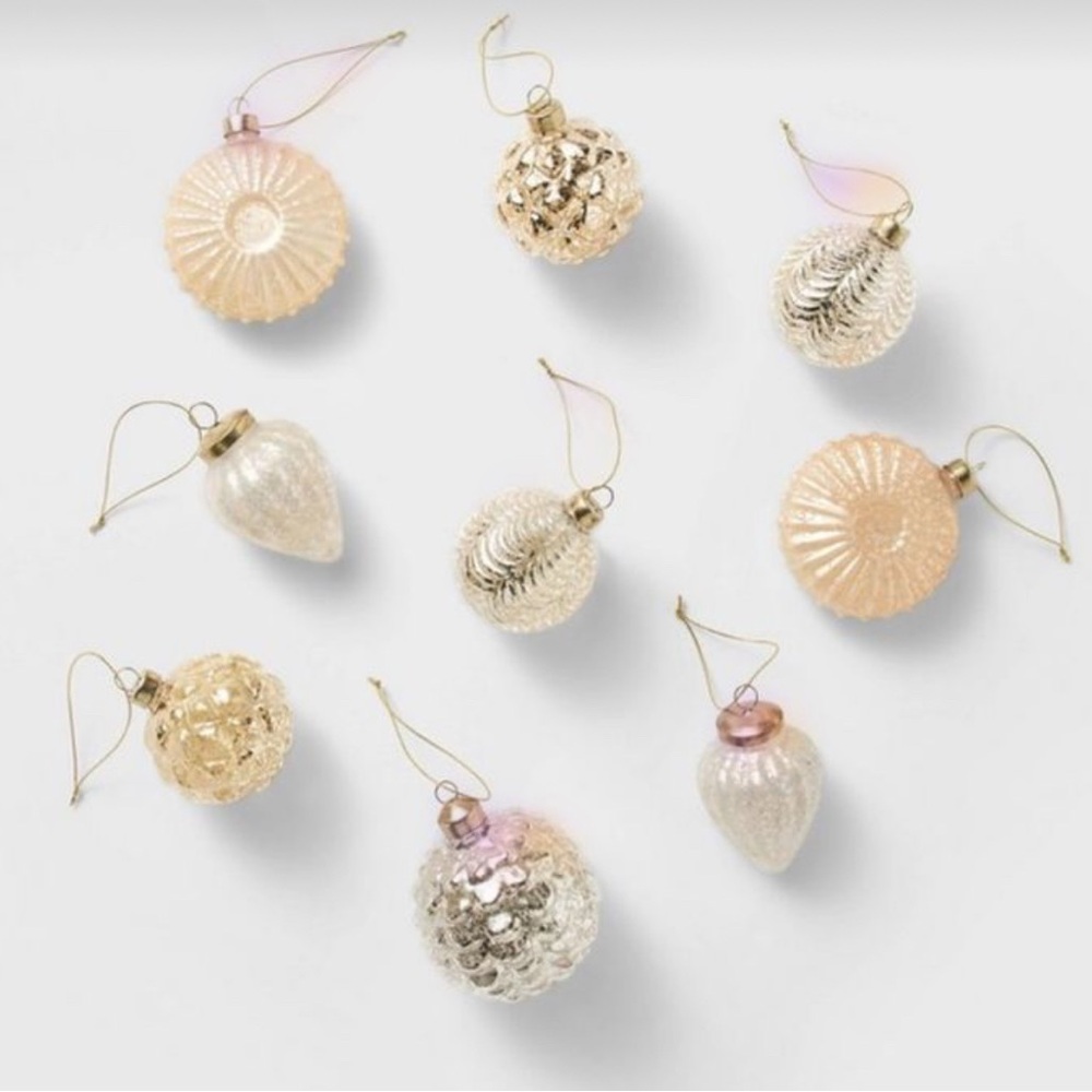 NIB Studio McGee 9 piece mercury glass ornaments